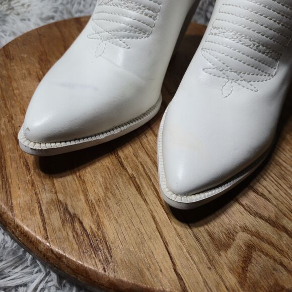 ISNOM Women Size 7.5 Knee High Embroidered Chunky Heeled Western Cowgirl Boots - Picture 4 of 9